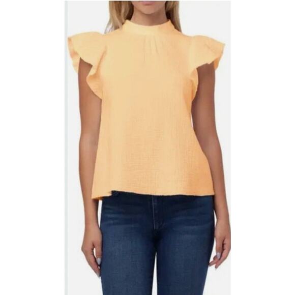 JOE'S JEANS Gauze Flutter Sleeve Apricot Top Size S - Picture 6 of 6